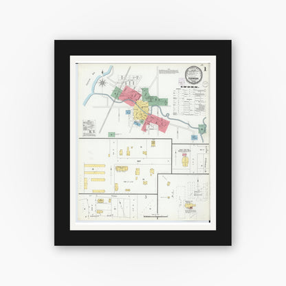 Old map wall art mockup — black gallery frame with white mat — Sanborn Fire Insurance Map from Sebewaing, Huron County, Michigan (1901) - Complete Map Set