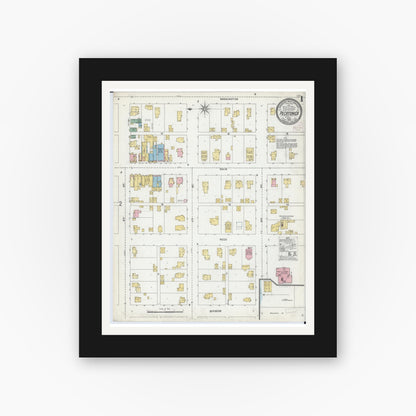 Old map wall art mockup — black gallery frame with white mat — Sanborn Fire Insurance Map from Pecatonica, Winnebago County, Illinois (1904), Sheet #0001