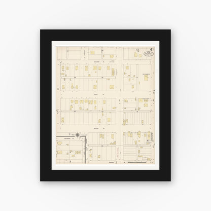 Old map wall art mockup — black gallery frame with white mat — Sanborn Fire Insurance Map from Calexico, Imperial County, California (1916), Sheet #0004