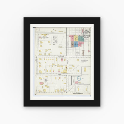 Old map wall art mockup — black gallery frame with white mat — Sanborn Fire Insurance Map from Bowling Green, Wood County, Ohio (1893) - Complete Map Set