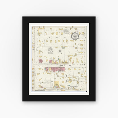 Old map wall art mockup — black gallery frame with white mat — Sanborn Fire Insurance Map from Paw Paw, Lee County, Illinois (1902) - Complete Map Set