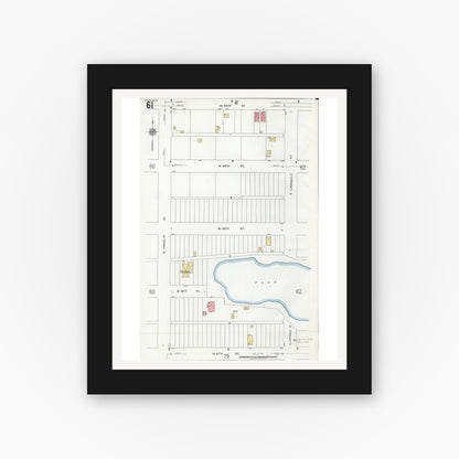 Old map wall art mockup — black gallery frame with white mat — Sanborn Fire Insurance Map from Chicago, Cook County, Illinois (1920), Sheet #0061