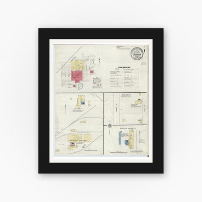 Old map wall art mockup — black gallery frame with white mat — Sanborn Fire Insurance Map from Crandon, Forest County, Wisconsin (1909) - Complete Map Set