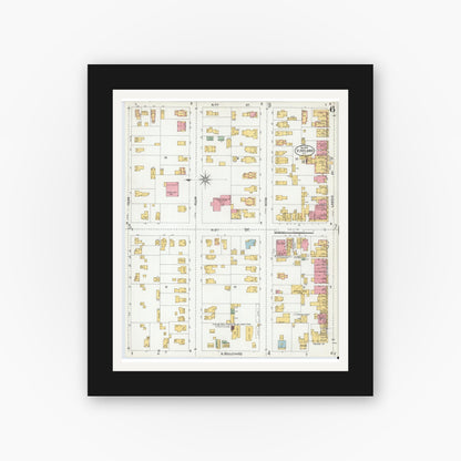 Old map wall art mockup — black gallery frame with white mat — Sanborn Fire Insurance Map from Vineland, Cumberland County, New Jersey (1900), Sheet #0006