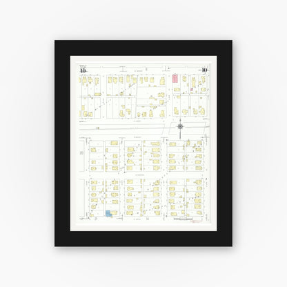 Old map wall art mockup — black gallery frame with white mat — Sanborn Fire Insurance Map from Herrin, Williamson County, Illinois (1941), Sheet #0010