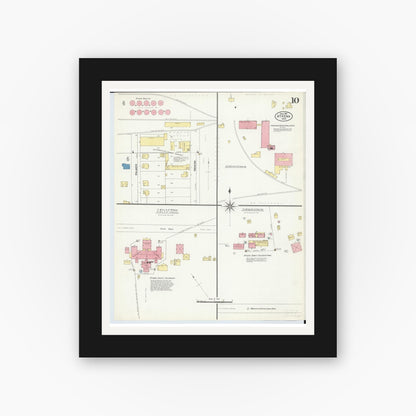 Old map wall art mockup — black gallery frame with white mat — Sanborn Fire Insurance Map from Athens, Athens County, Ohio (1907), Sheet #0010