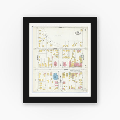 Old map wall art mockup — black gallery frame with white mat — Sanborn Fire Insurance Map from Granville, Licking County, Ohio (1905), Sheet #0003