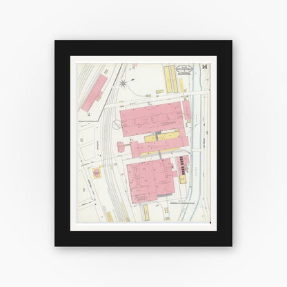 Old map wall art mockup — black gallery frame with white mat — Sanborn Fire Insurance Map from Turtle Creek Valley, Allegheny County, Pennsylvania (1906), Sheet #0014