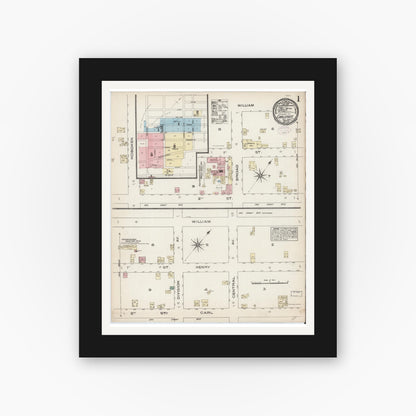 Old map wall art mockup — black gallery frame with white mat — Sanborn Fire Insurance Map from Carlstadt, Bergen County, New Jersey (1884) - Complete Map Set