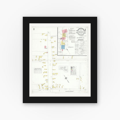 Old map wall art mockup — black gallery frame with white mat — Sanborn Fire Insurance Map from Northfield, Franklin County, Massachusetts (1933) - Complete Map Set