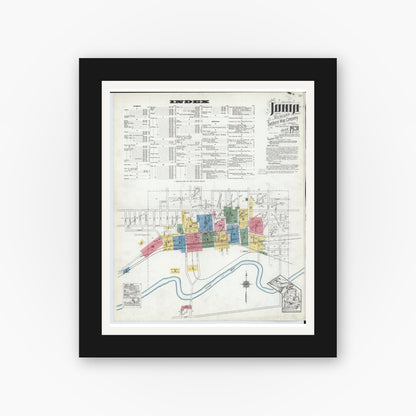 Old map wall art mockup — black gallery frame with white mat — Sanborn Fire Insurance Map from Ionia, Ionia County, Michigan (1920), Sheet #0001