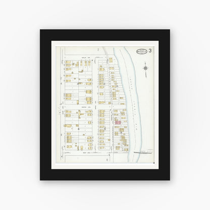 Old map wall art mockup — black gallery frame with white mat — Sanborn Fire Insurance Map from Westville, Gloucester County, New Jersey (1919), Sheet #0003