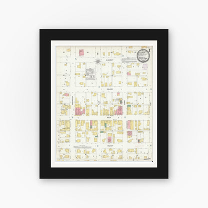 Old map wall art mockup — black gallery frame with white mat — Sanborn Fire Insurance Map from Hagerstown, Wayne County, Indiana (1901) - Complete Map Set