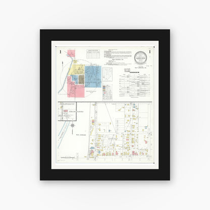 Old map wall art mockup — black gallery frame with white mat — Sanborn Fire Insurance Map from Harrison, Hamilton County, Ohio (1938) - Complete Map Set
