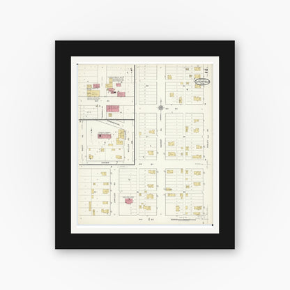 Old map wall art mockup — black gallery frame with white mat — Sanborn Fire Insurance Map from Litchfield, Meeker County, Minnesota (1917), Sheet #0002