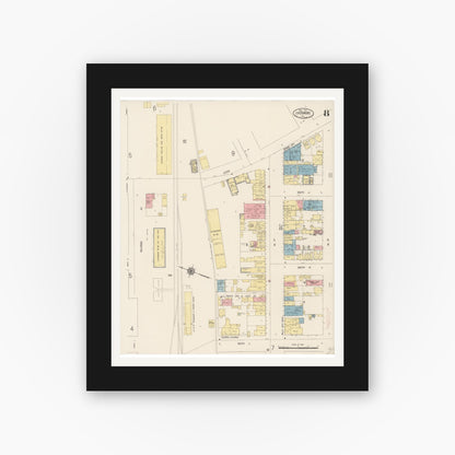 Old map wall art mockup — black gallery frame with white mat — Sanborn Fire Insurance Map from Livermore, Alameda County, California (1917), Sheet #0008