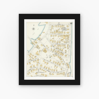 Old map wall art mockup — black gallery frame with white mat — Sanborn Fire Insurance Map from Revere, Suffolk County, Massachusetts (1900), Sheet #0023