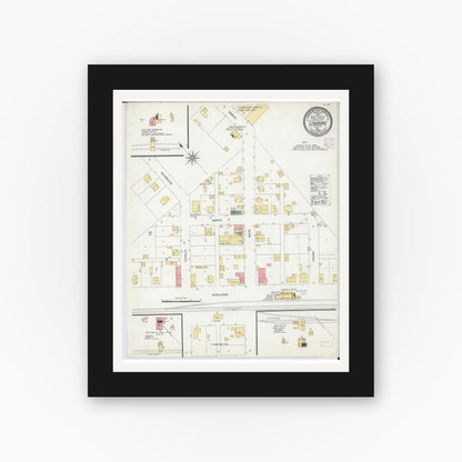 Old map wall art mockup — black gallery frame with white mat — Sanborn Fire Insurance Map from Lenzburg, Saint Clair County, Illinois (1906), Sheet #0001