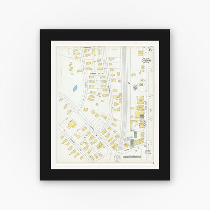 Old map wall art mockup — black gallery frame with white mat — Sanborn Fire Insurance Map from Hyde Park, Norfolk County, Massachusetts (1900), Sheet #0006