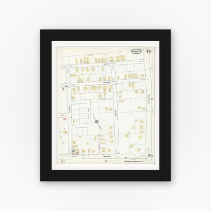 Old map wall art mockup — black gallery frame with white mat — Sanborn Fire Insurance Map from Winchester, Middlesex County, Massachusetts (1916), Sheet #0018