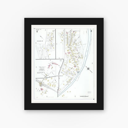 Old map wall art mockup — black gallery frame with white mat — Sanborn Fire Insurance Map from Dillonvale, Jefferson County, Ohio (1950), Sheet #0004