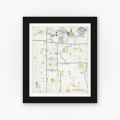 Old map wall art mockup — black gallery frame with white mat — Sanborn Fire Insurance Map from Elk River, Sherburne County, Minnesota (1905) - Complete Map Set