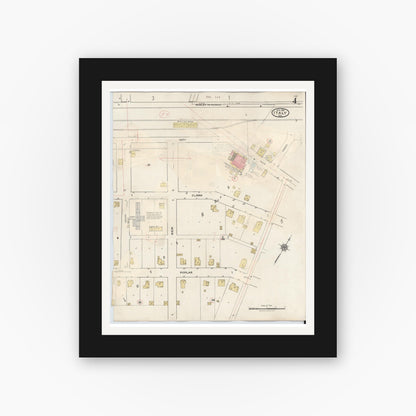 Old map wall art mockup — black gallery frame with white mat — Sanborn Fire Insurance Map from Italy, Ellis County, Texas (1944), Sheet #0004