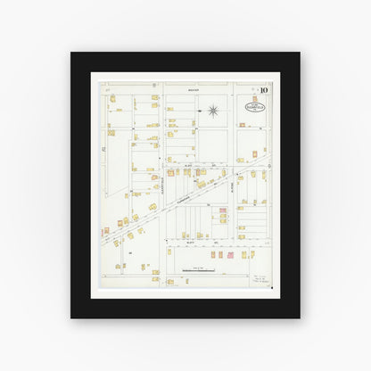 Old map wall art mockup — black gallery frame with white mat — Sanborn Fire Insurance Map from Clearfield, Clearfield County, Pennsylvania (1904), Sheet #0010