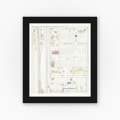 Old map wall art mockup — black gallery frame with white mat — Sanborn Fire Insurance Map from Lake Bluff, Lake County, Illinois (1928), Sheet #0002