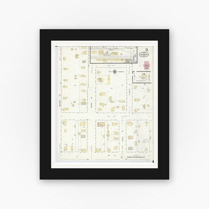 Old map wall art mockup — black gallery frame with white mat — Sanborn Fire Insurance Map from Shepherd, Isabella County, Michigan (1910), Sheet #0003