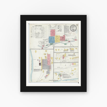 Old map wall art mockup — black gallery frame with white mat — Sanborn Fire Insurance Map from Lisbon, Columbiana County, Ohio (1898) - Complete Map Set