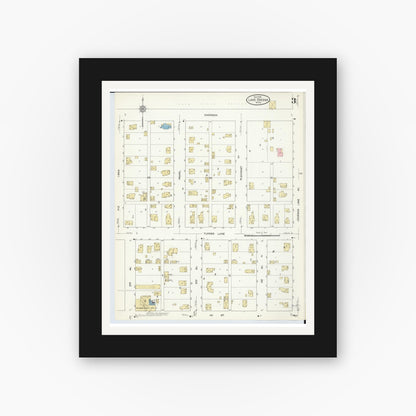 Old map wall art mockup — black gallery frame with white mat — Sanborn Fire Insurance Map from Lake Odessa, Ionia County, Michigan (1912), Sheet #0003