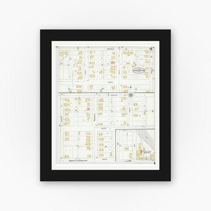 Old map wall art mockup — black gallery frame with white mat — Sanborn Fire Insurance Map from Chicago Junction, Huron County, Ohio (1904), Sheet #0004
