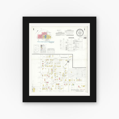 Old map wall art mockup — black gallery frame with white mat — Sanborn Fire Insurance Map from Vevay, Switzerland County, Indiana (1938) - Complete Map Set