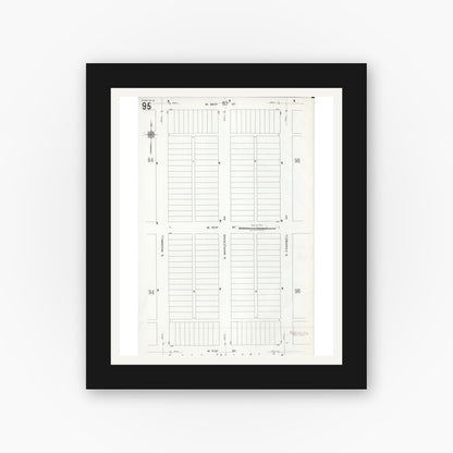 Old map wall art mockup — black gallery frame with white mat — Sanborn Fire Insurance Map from Chicago, Cook County, Illinois (1920), Sheet #0095