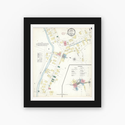 Old map wall art mockup — black gallery frame with white mat — Sanborn Fire Insurance Map from Placerville, El Dorado County, California (1899) - Complete Map Set