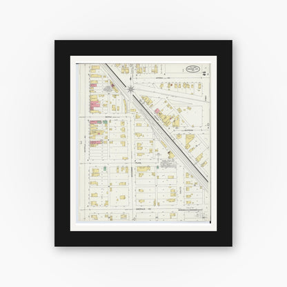 Old map wall art mockup — black gallery frame with white mat — Sanborn Fire Insurance Map from Chicago Junction, Huron County, Ohio (1899), Sheet #0002