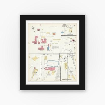 Old map wall art mockup — black gallery frame with white mat — Sanborn Fire Insurance Map from Somerset, Somerset County, Pennsylvania (1917), Sheet #0008