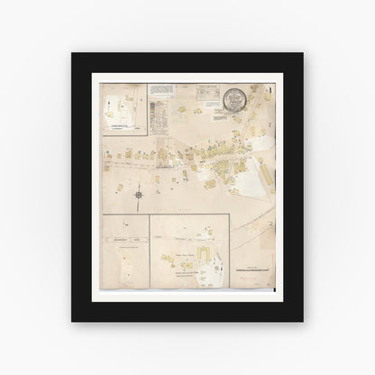 Old map wall art mockup — black gallery frame with white mat — Sanborn Fire Insurance Map from Pahoa, Hawaii County, Hawaii (1956) - Complete Map Set