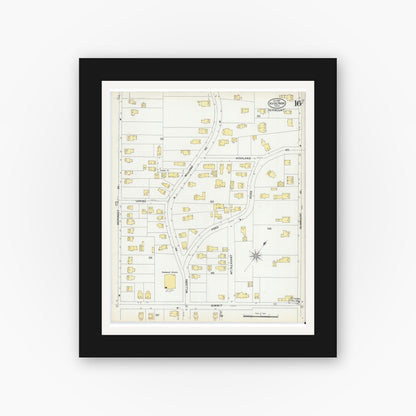 Old map wall art mockup — black gallery frame with white mat — Sanborn Fire Insurance Map from Hyde Park, Norfolk County, Massachusetts (1900), Sheet #0016
