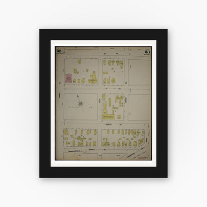 Old map wall art mockup — black gallery frame with white mat — Sanborn Fire Insurance Map from New Jersey Coast, New Jersey Coast, New Jersey (1890), Sheet #0038