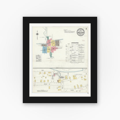 Old map wall art mockup — black gallery frame with white mat — Sanborn Fire Insurance Map from Middleport, Niagara County, New York (1911) - Complete Map Set