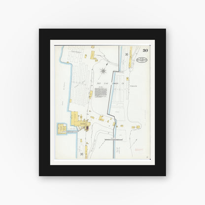 Old map wall art mockup — black gallery frame with white mat — Sanborn Fire Insurance Map from Stillwater, Washington County, Minnesota (1904), Sheet #0030