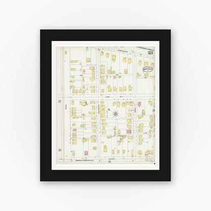 Old map wall art mockup — black gallery frame with white mat — Sanborn Fire Insurance Map from Pittston, Luzerne County, Pennsylvania (1903), Sheet #0023