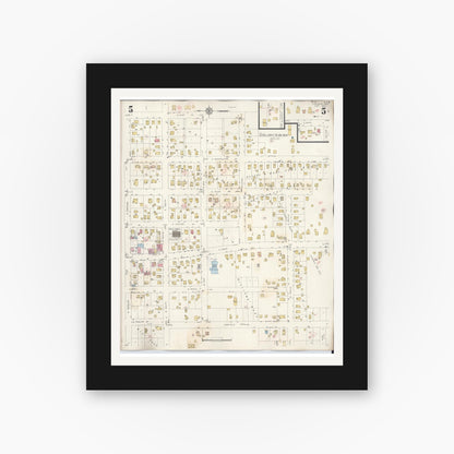 Old map wall art mockup — black gallery frame with white mat — Sanborn Fire Insurance Map from Viroqua, Vernon County, Wisconsin (1949), Sheet #0005