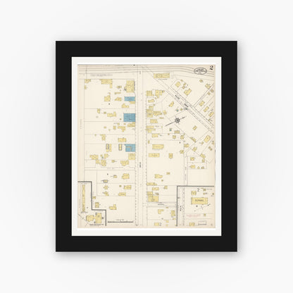 Old map wall art mockup — black gallery frame with white mat — Sanborn Fire Insurance Map from Centerville, Alameda County, California (1913), Sheet #0002