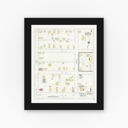 Old map wall art mockup — black gallery frame with white mat — Sanborn Fire Insurance Map from Waterford, Erie County, Pennsylvania (1911), Sheet #0004