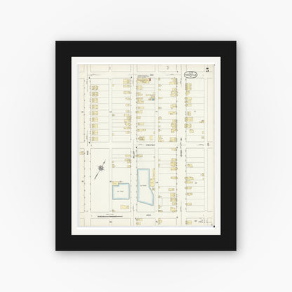 Old map wall art mockup — black gallery frame with white mat — Sanborn Fire Insurance Map from Frackville, Schuylkill County, Pennsylvania (1912), Sheet #0005