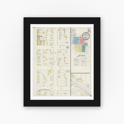 Old map wall art mockup — black gallery frame with white mat — Sanborn Fire Insurance Map from Wells, Faribault County, Minnesota (1894) - Complete Map Set