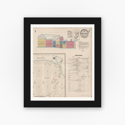 Old map wall art mockup — black gallery frame with white mat — Sanborn Fire Insurance Map from Beach Haven, Ocean County, New Jersey (1922), Sheet #0001